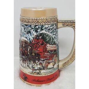 1987 Budweiser Clydesdale Collector Holiday Beer Stein "C" Series Anheuser Busch